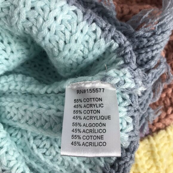 Miracle USA MULTI-COLOR BLOCK SWEATER Cotton V Neck M/L - Picture 3 of 12